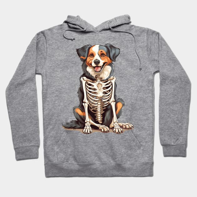 Skeleton Australian Shepherd Dog Hoodie by Chromatic Fusion Studio